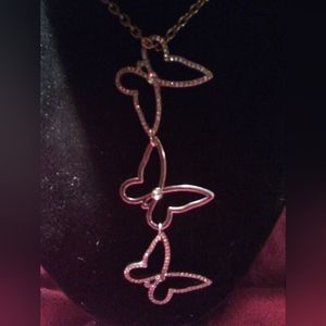 Silver w/Crystals and Butterflies Necklace & Earings w/gift box